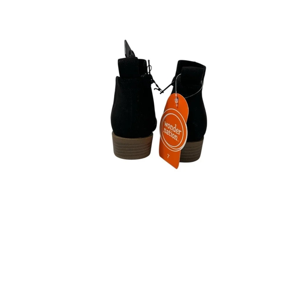 wonder nation toddler girls ankle‎ boots zips on side black size 7